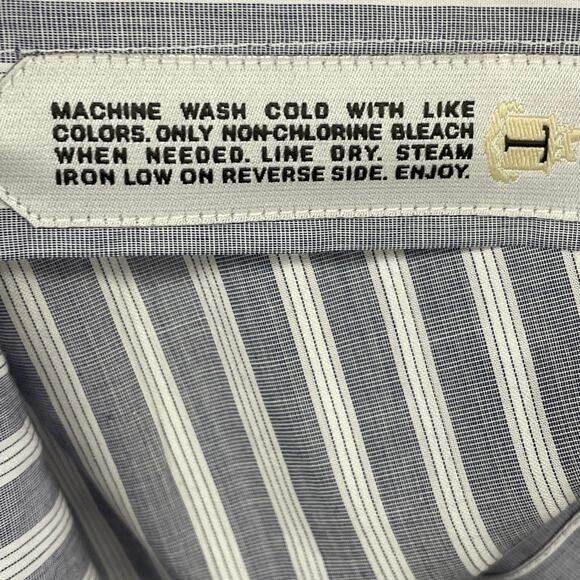 Robert Talbott Estate Blue White Stripe Long Sleeve Button Down Mens 15 / Medium - Picture 5 of 6